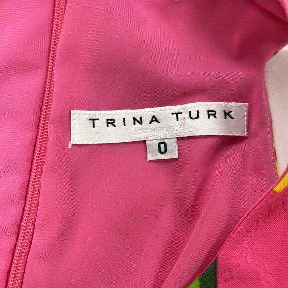 Trina Turk Dress Womens 0 Peony Pink Aptos Pineapple Summer Beach Cruise Swinger - Picture 8 of 10